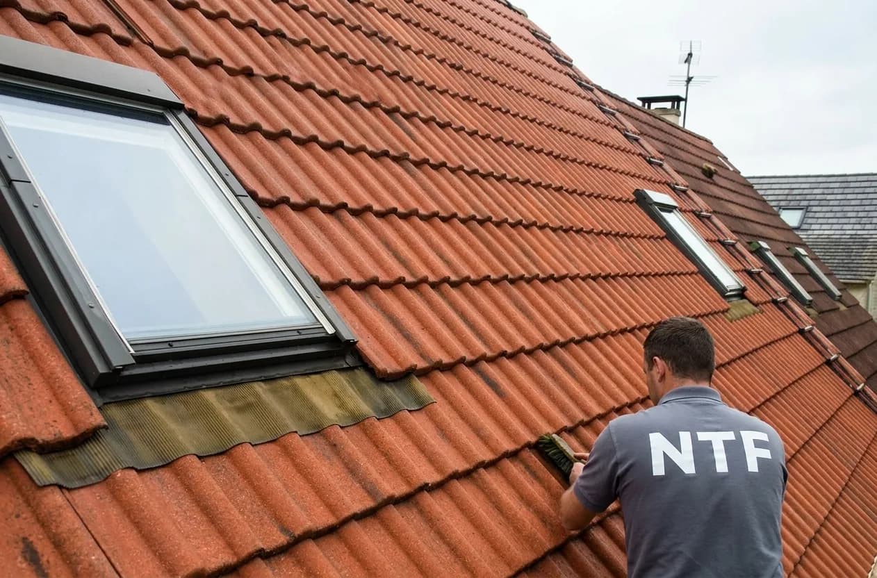 Toiture en tuiles nettoyée et traitée à Lognes