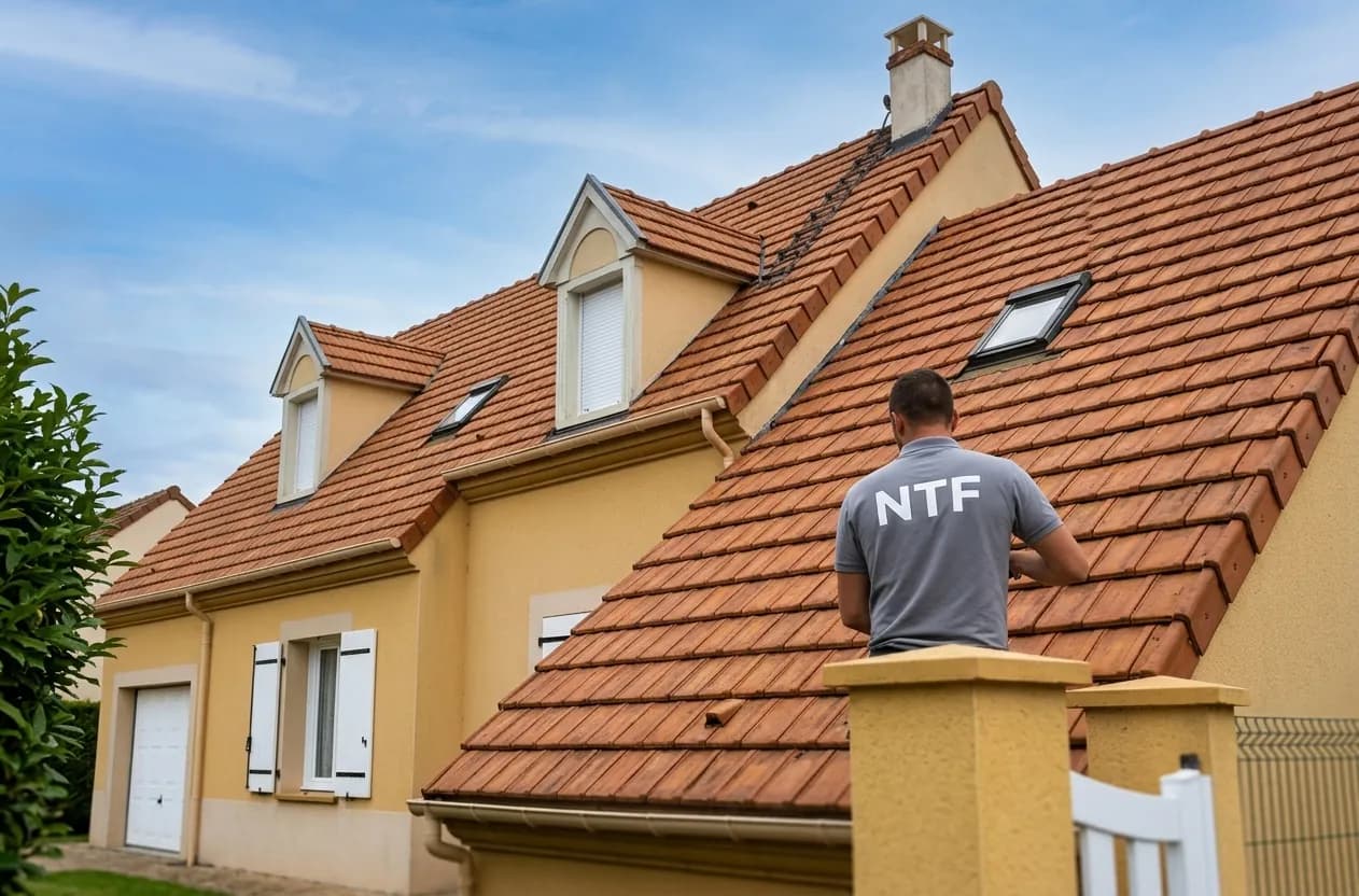 Chantier de nettoyage de toiture à Chelles